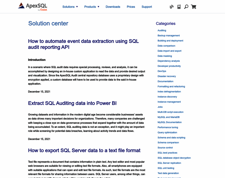 Solutioncenter.apexsql.com thumbnail