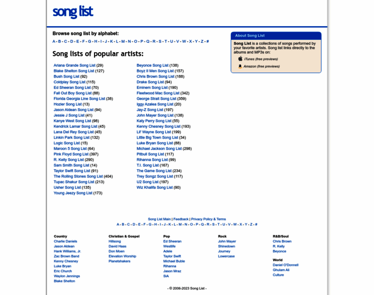 Song-list.net thumbnail