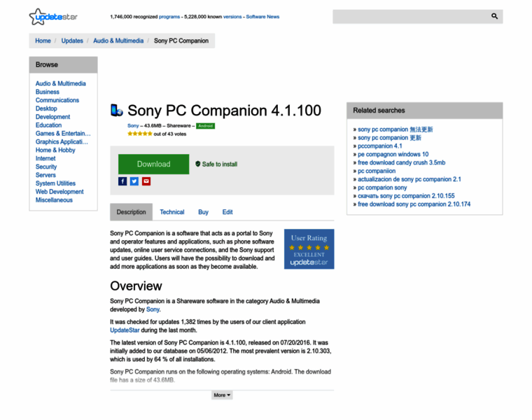 Sony-pc-companion.updatestar.com thumbnail