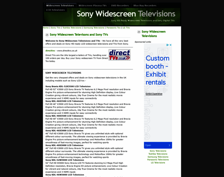 Sonytvs.widescreentelevisions.co.uk thumbnail