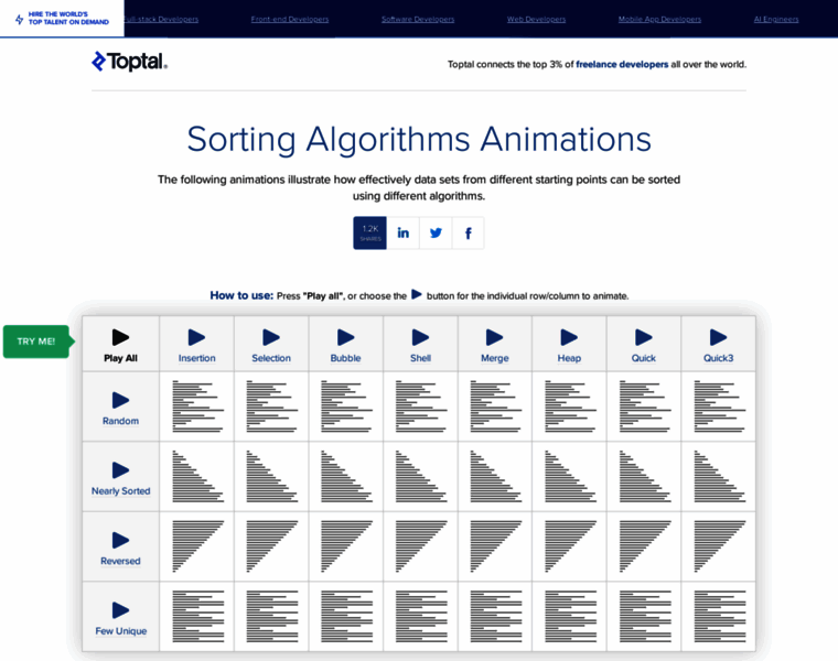 sorting-algorithms.com at WI. Sorting Algorithms Animations | Toptal®