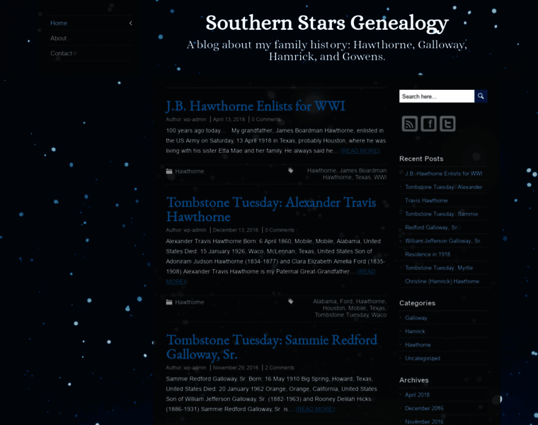 Southernstarsgenealogy.com thumbnail