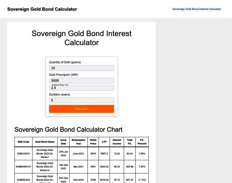 Sovereigngoldbondcalculator.online thumbnail