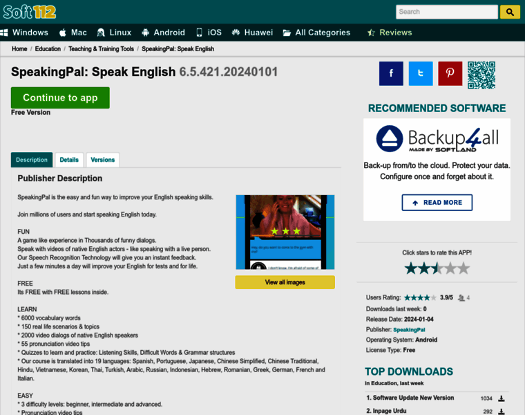 Speakingpal-english-tutor.soft112.com thumbnail