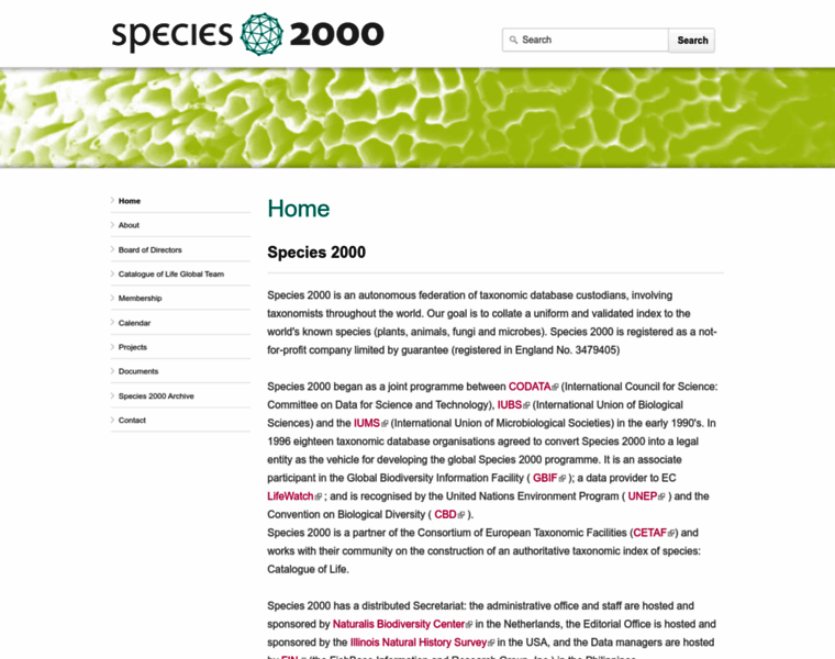 Species2000.org thumbnail