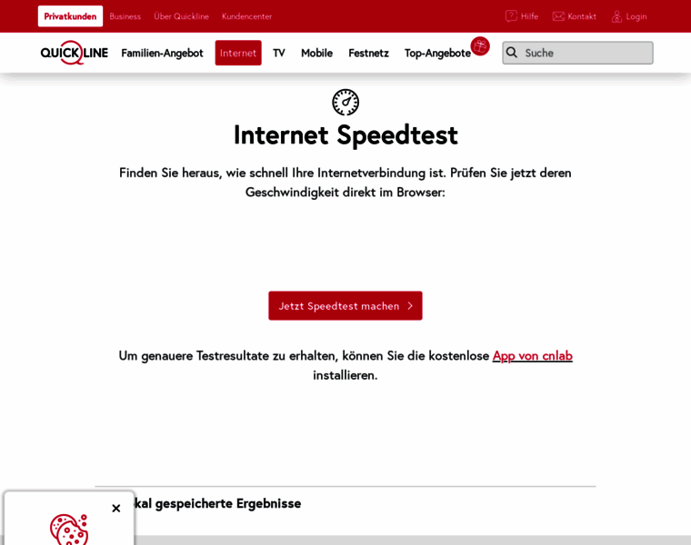 speedtest.quickline.ch at WI. Internet Speedtest | Quickline