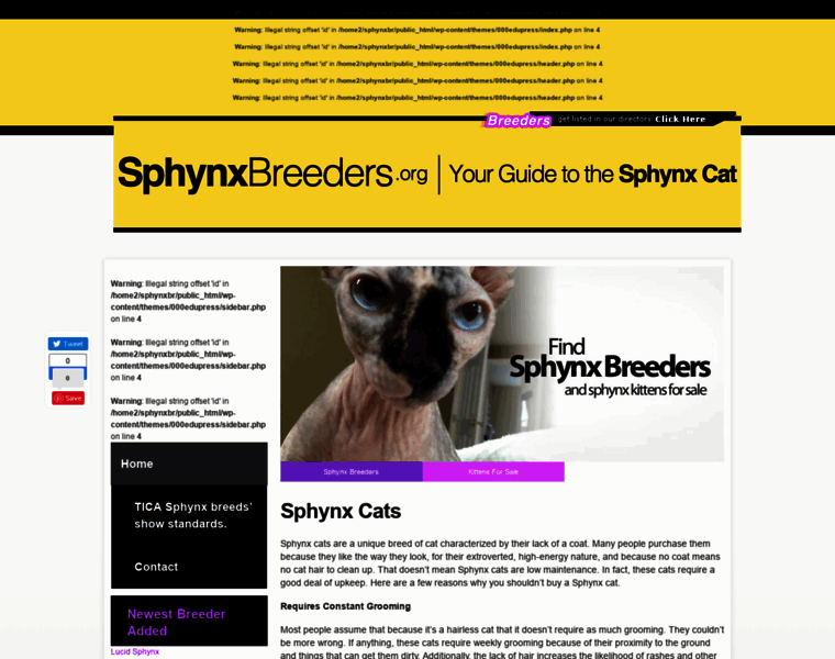 Sphynxbreeders.org thumbnail
