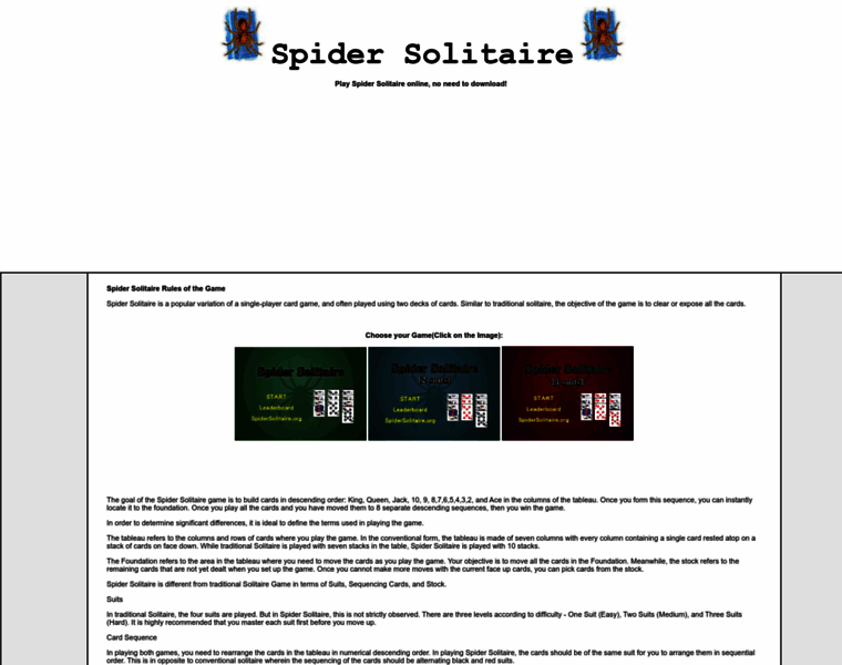Spidersolitaire.org thumbnail