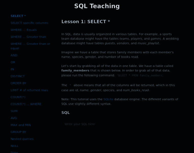 Sqlteaching.com thumbnail