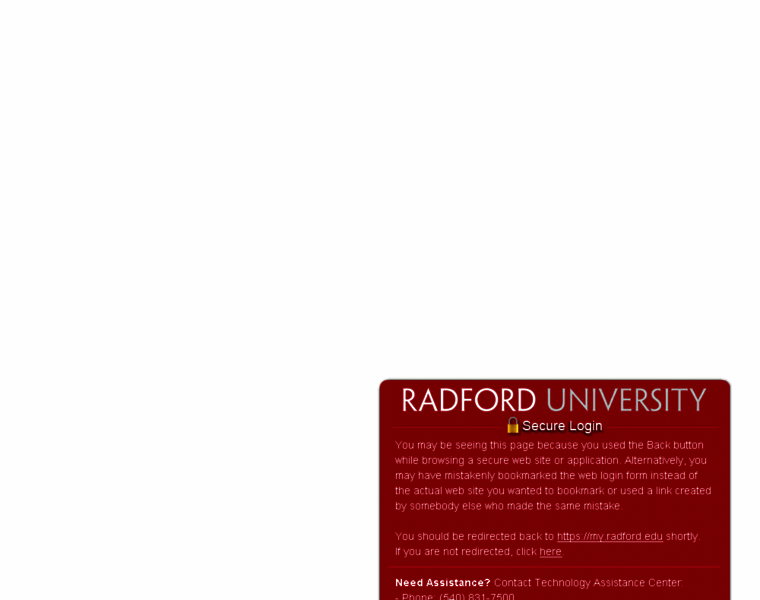 Sso.radford.edu thumbnail