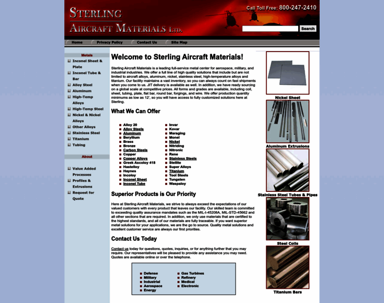 Sterlingaircraftmaterials.com thumbnail
