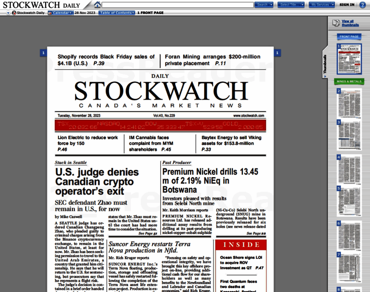 Stockwatch.newspaperdirect.com thumbnail
