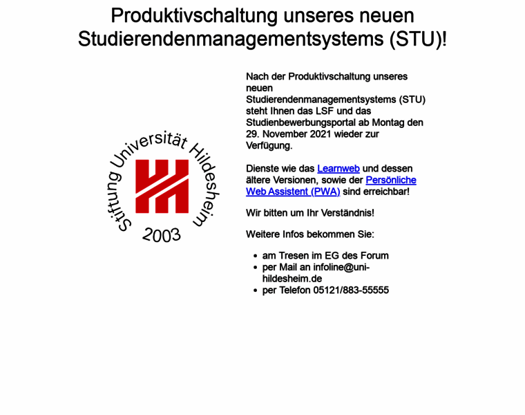Studienbewerbung.uni-hildesheim.de thumbnail