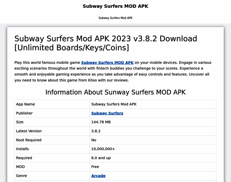 Subwaysurfers.info thumbnail