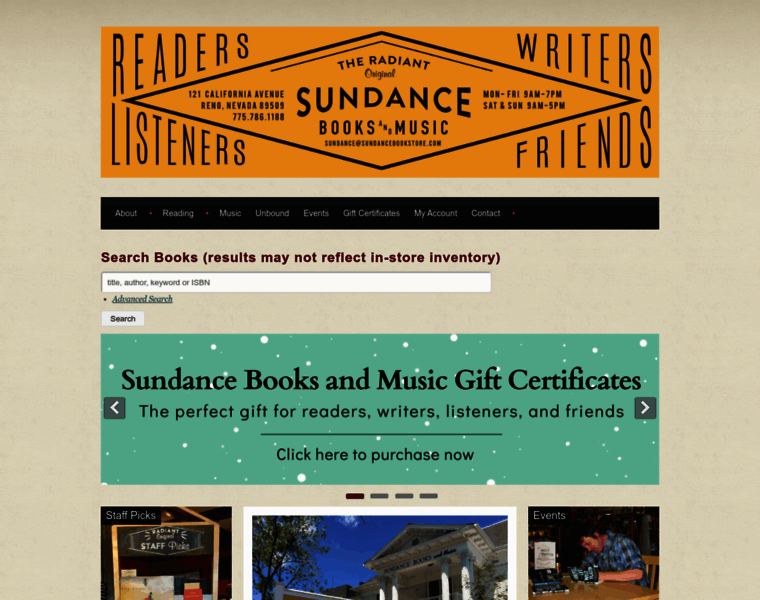 Sundancebookstore.com thumbnail
