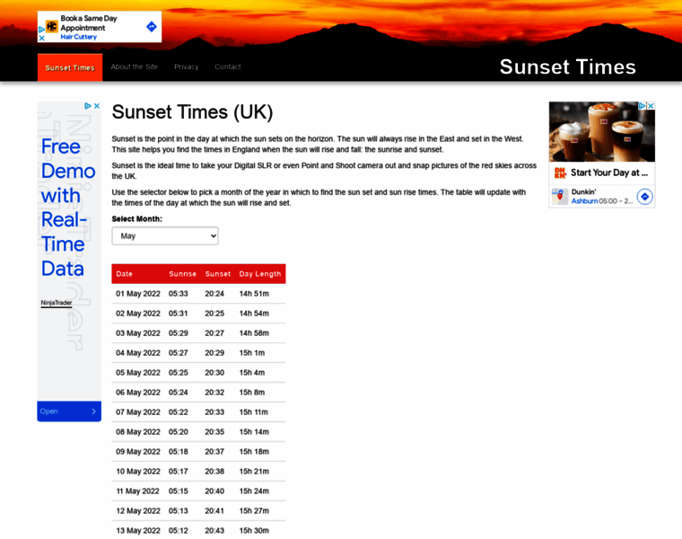 Sunsettimes.co.uk thumbnail