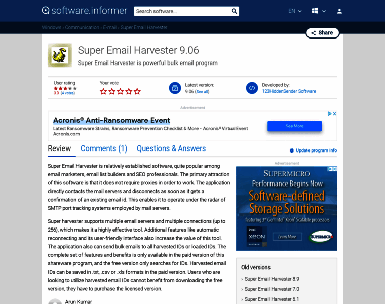 Super-email-harvester.software.informer.com thumbnail
