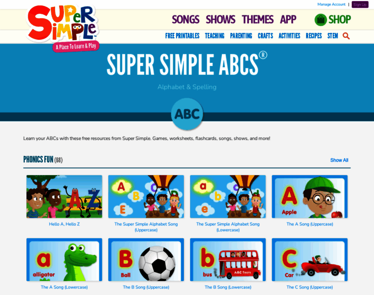 supersimpleabcs.com at WI. Alphabet / Spelling - Super Simple