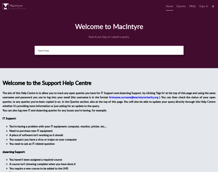 Support.macintyrecharity.org thumbnail Support.macintyrecharity.org thumbnail