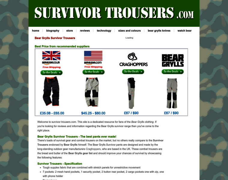 Survivortrousers.com thumbnail