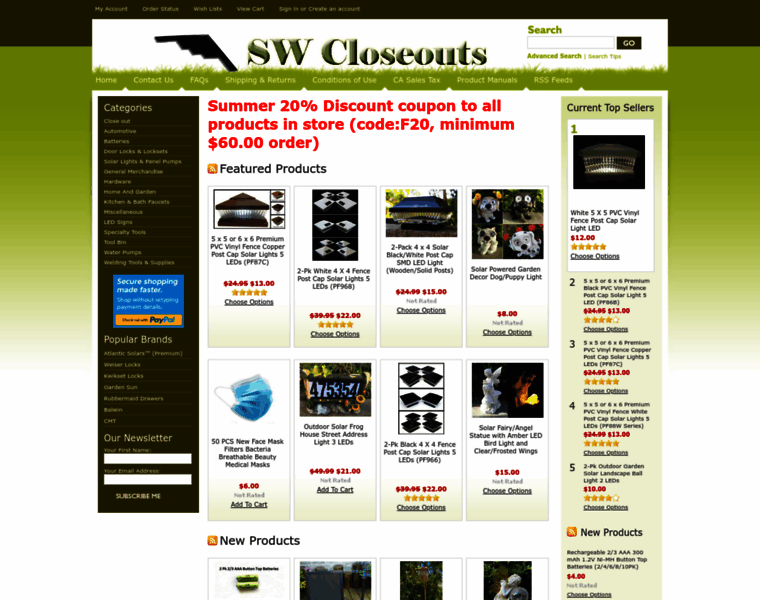 Swcloseouts.com thumbnail