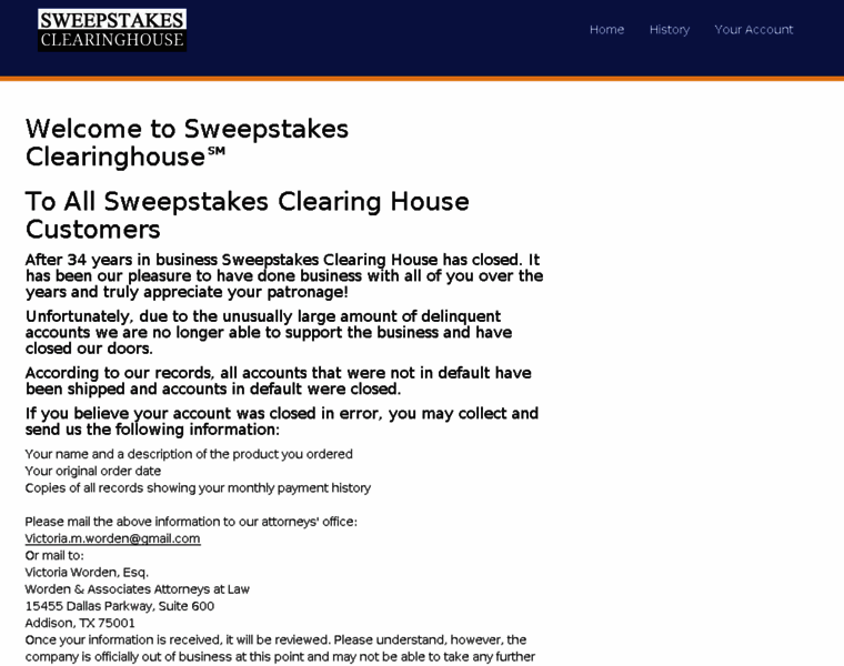 Sweepstakesclearinghouse.com thumbnail