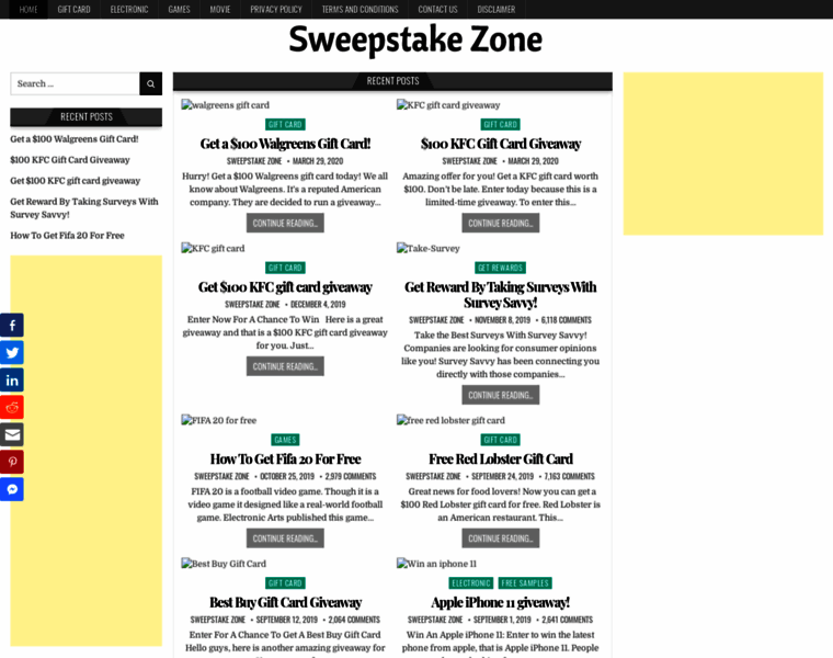 Sweepstakezone.com thumbnail