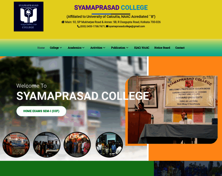Syamaprasadcollege.in thumbnail