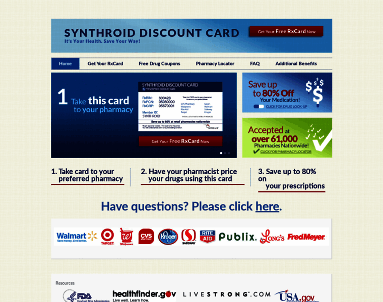 Synthroiddiscountcard.com thumbnail