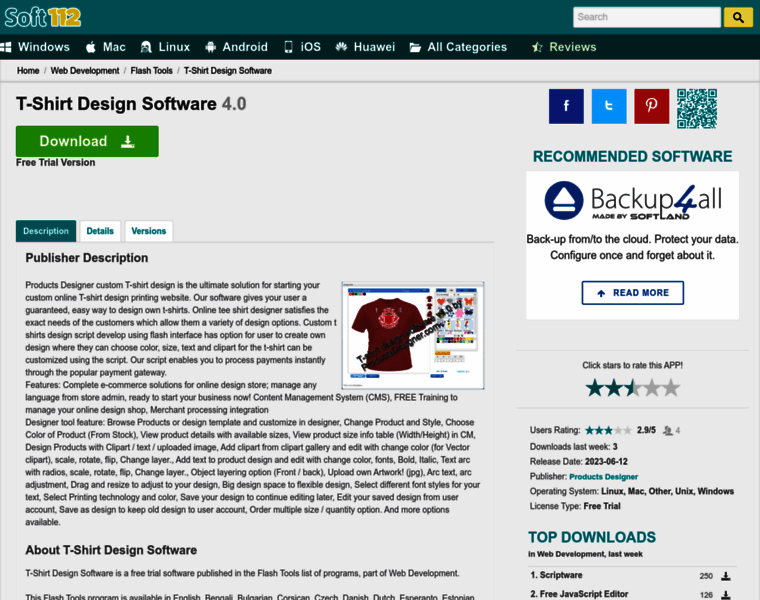 T-shirt-design-software.soft112.com thumbnail
