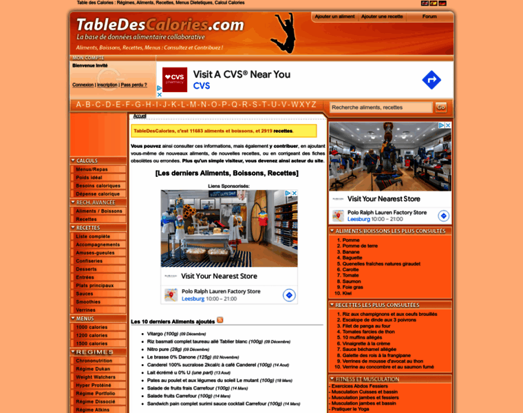 Tabledescalories.com thumbnail