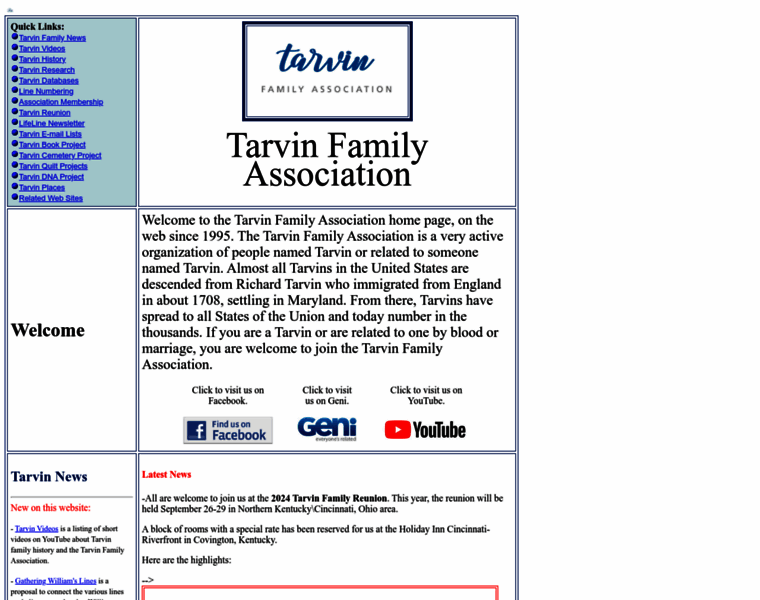 Tarvinfamily.org thumbnail