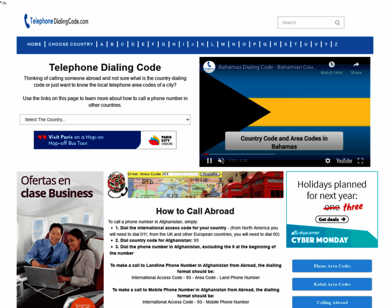 Telephonedialingcode.com thumbnail