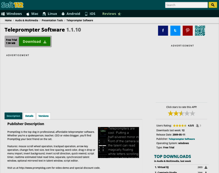 Teleprompter-software.soft112.com thumbnail