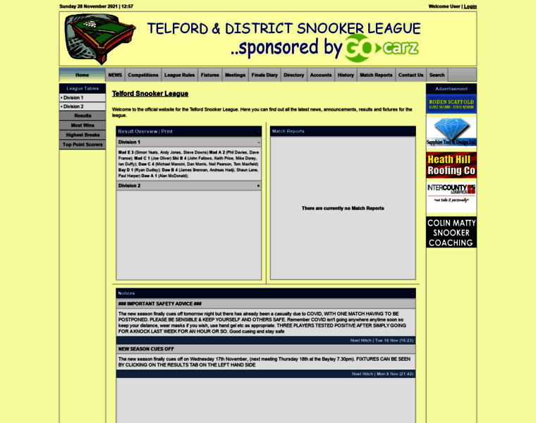 Telfordsnooker.com thumbnail