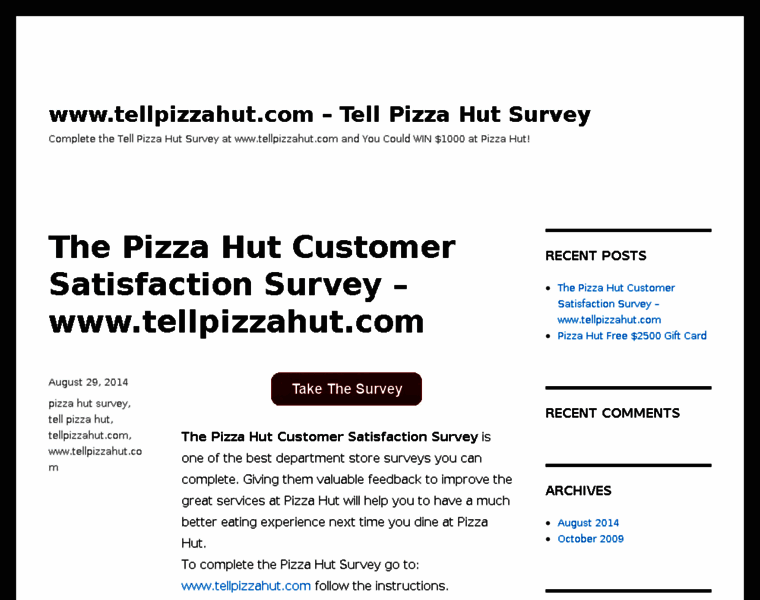 Tell-pizza-hut.com thumbnail