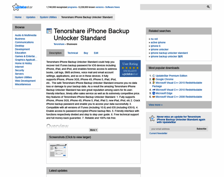 Tenorshare-iphone-backup-unlocker-standard.updatestar.com thumbnail