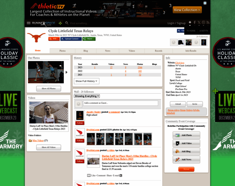Texasrelays.runnerspace.com thumbnail