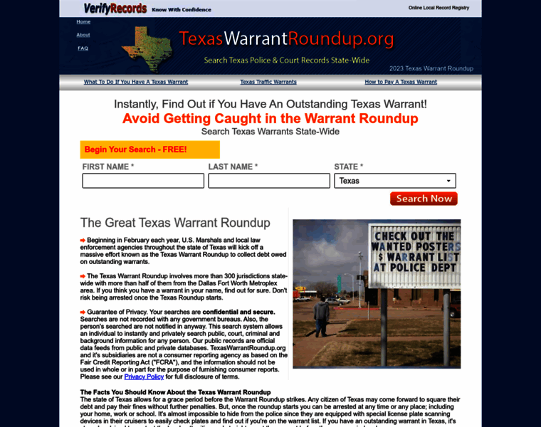 Texaswarrantroundup.org thumbnail