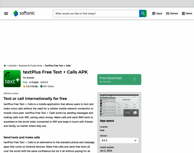 Textplus-free-text-calls.en.softonic.com thumbnail