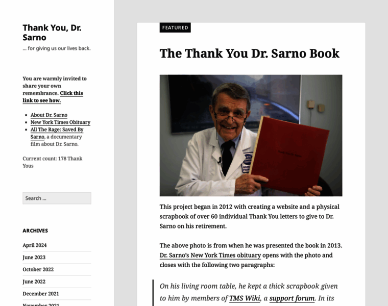 Thankyoudrsarno.org thumbnail Thankyoudrsarno.org thumbnail