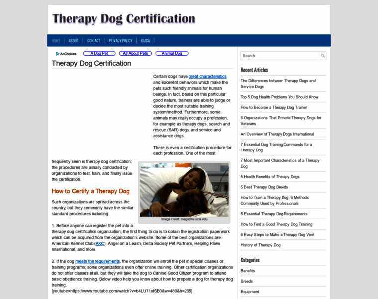 Therapydogcertification.com thumbnail