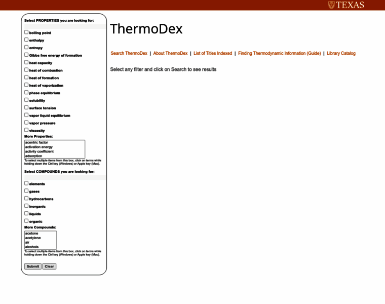 Thermodex.lib.utexas.edu thumbnail