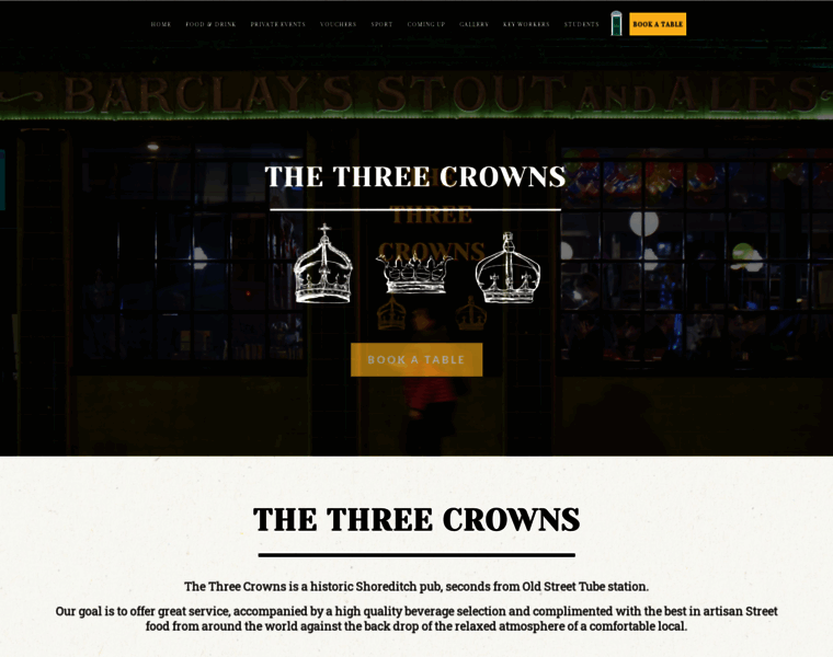 Threecrownsshoreditch.com thumbnail
