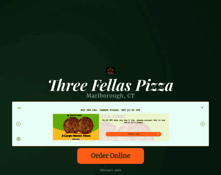 Threefellaspizza.com thumbnail
