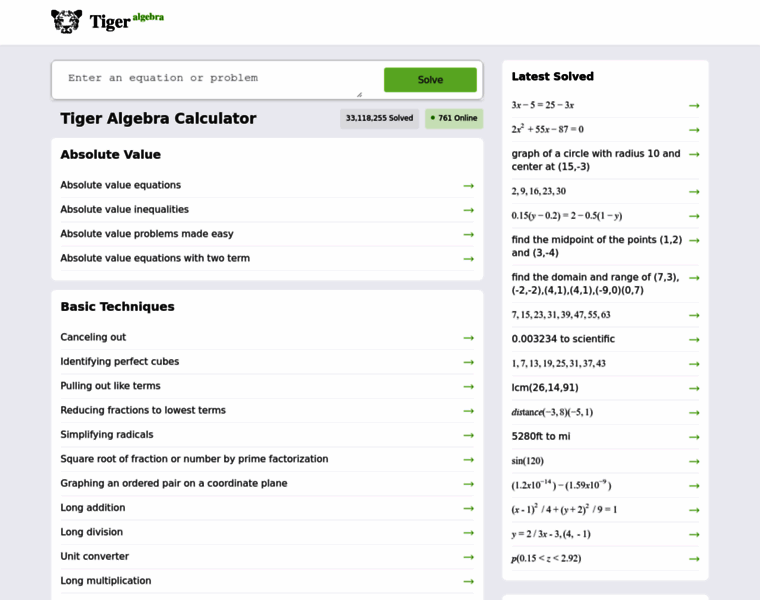 Tiger-algebra.com thumbnail