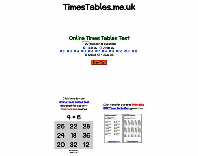 Timestables.me.uk thumbnail