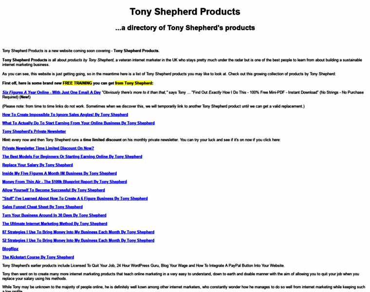 Tonyshepherdproducts.com thumbnail