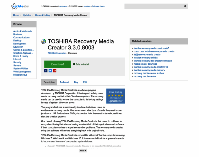 Toshiba-recovery-media-creator.updatestar.com thumbnail