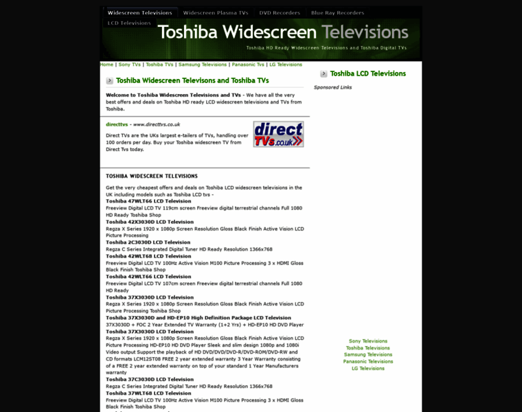 Toshibatvs.widescreentelevisions.co.uk thumbnail